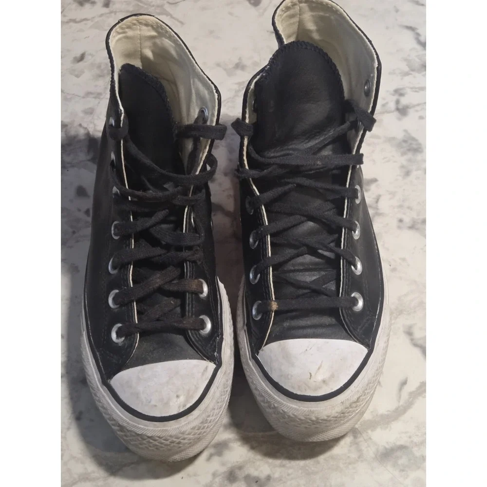 Converse Chuck Taylor All Star Lift Platform Leather High Top Black WM Size 6.5